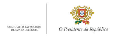 Logótipo da Presidência da República e texto: Com o Alto Patrocínio de Sua Excelência O Presidente da República